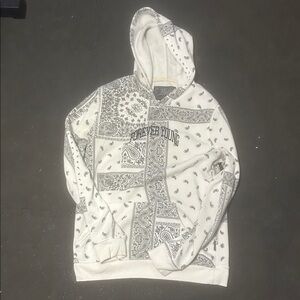 Brooklyn Cloth White Hoodie with Black Patterns